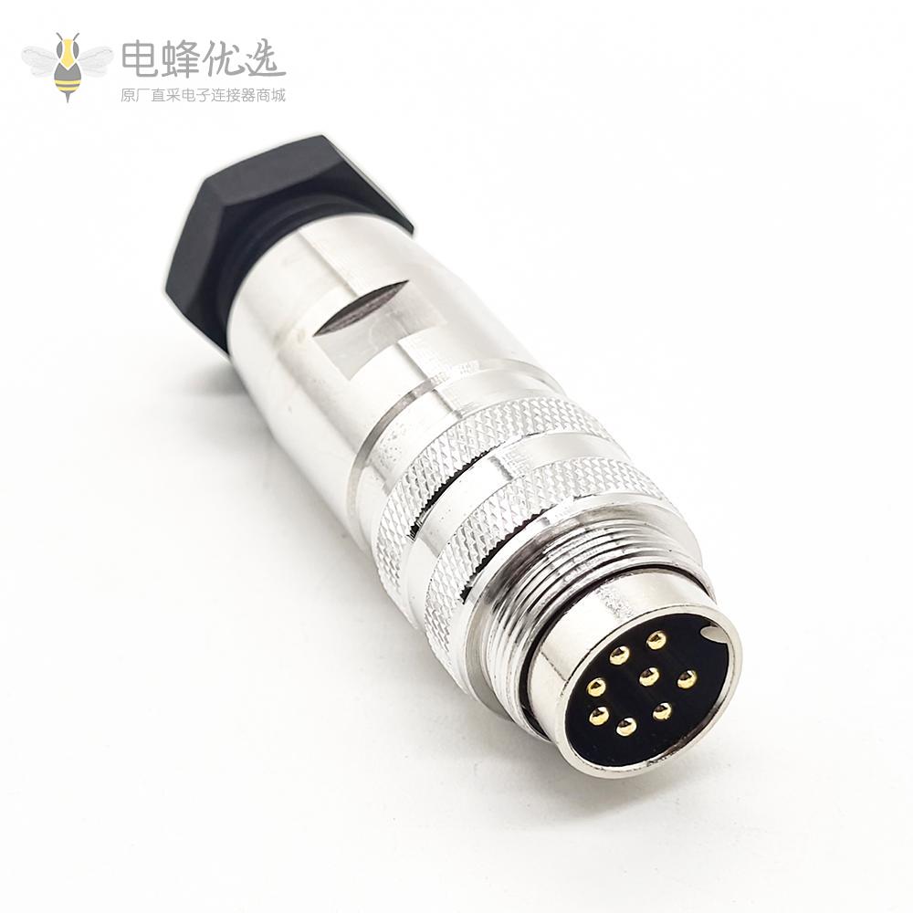 M16防水连接器8芯公头螺纹连接航空插头