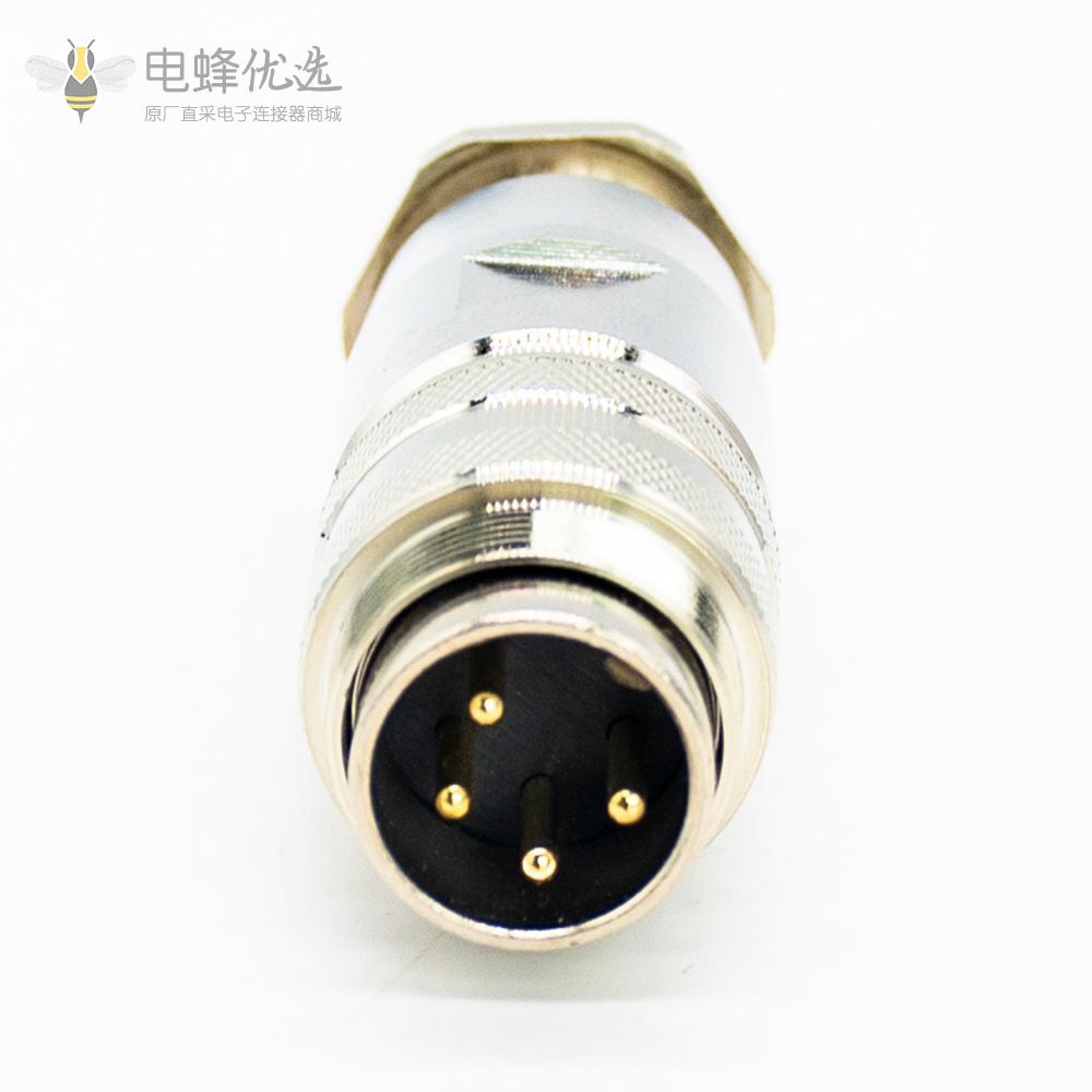 m16组装式4芯公头180&deg;组装接头全金属接线连接器带屏蔽