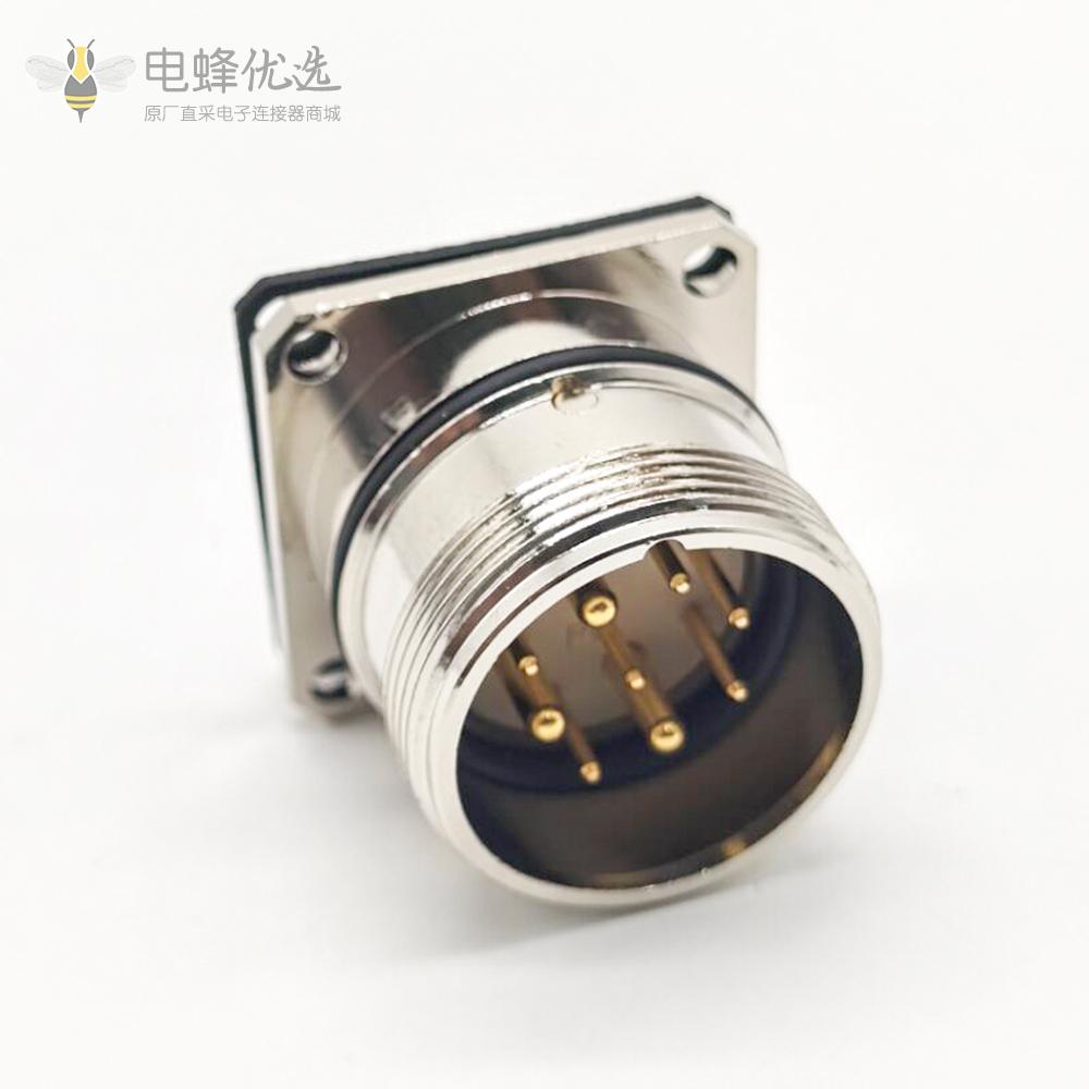 M23带法兰面板插座9芯公插座直式焊线M23连接器