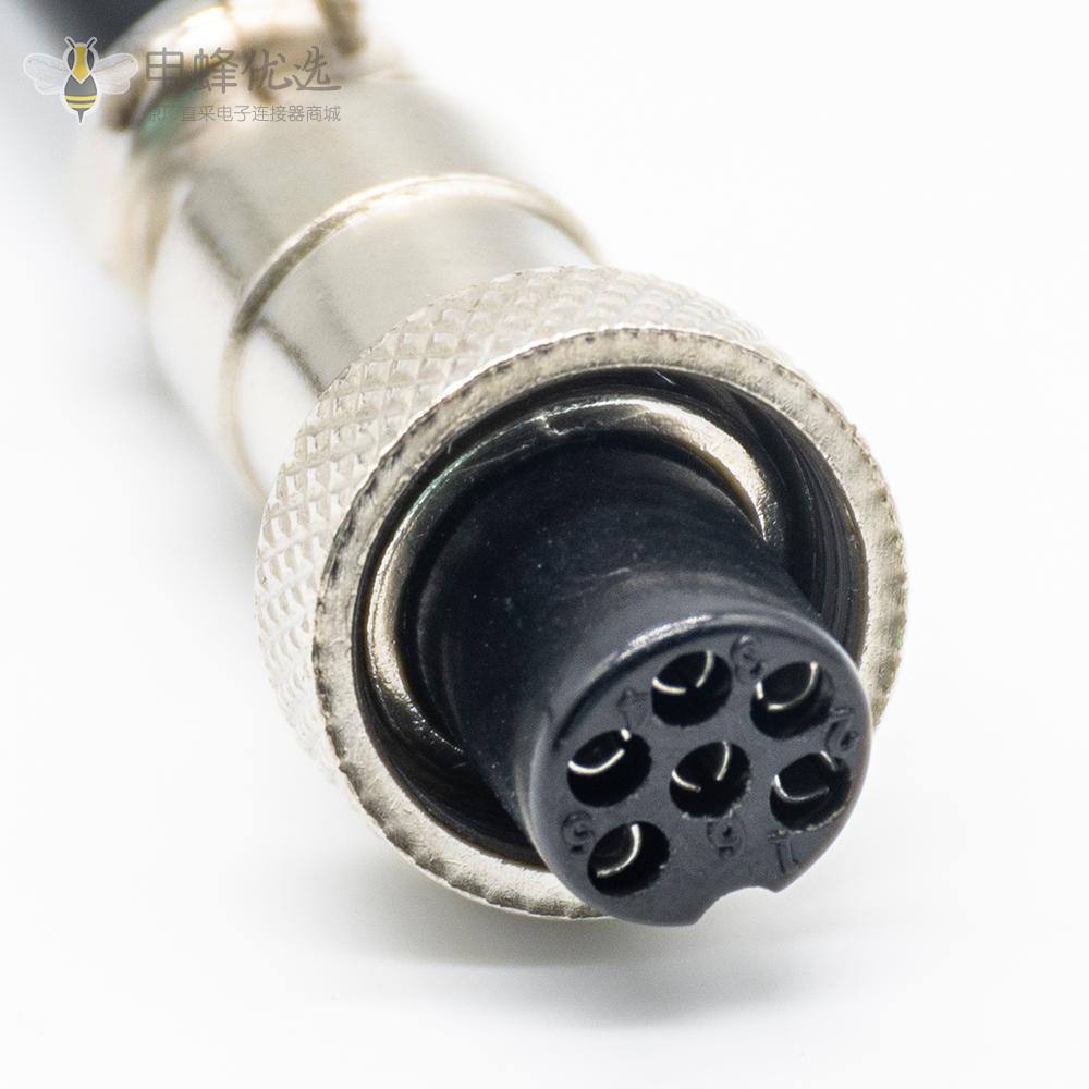 6芯GX12航空头母头延长线6P航空头线束GX12连接线1M