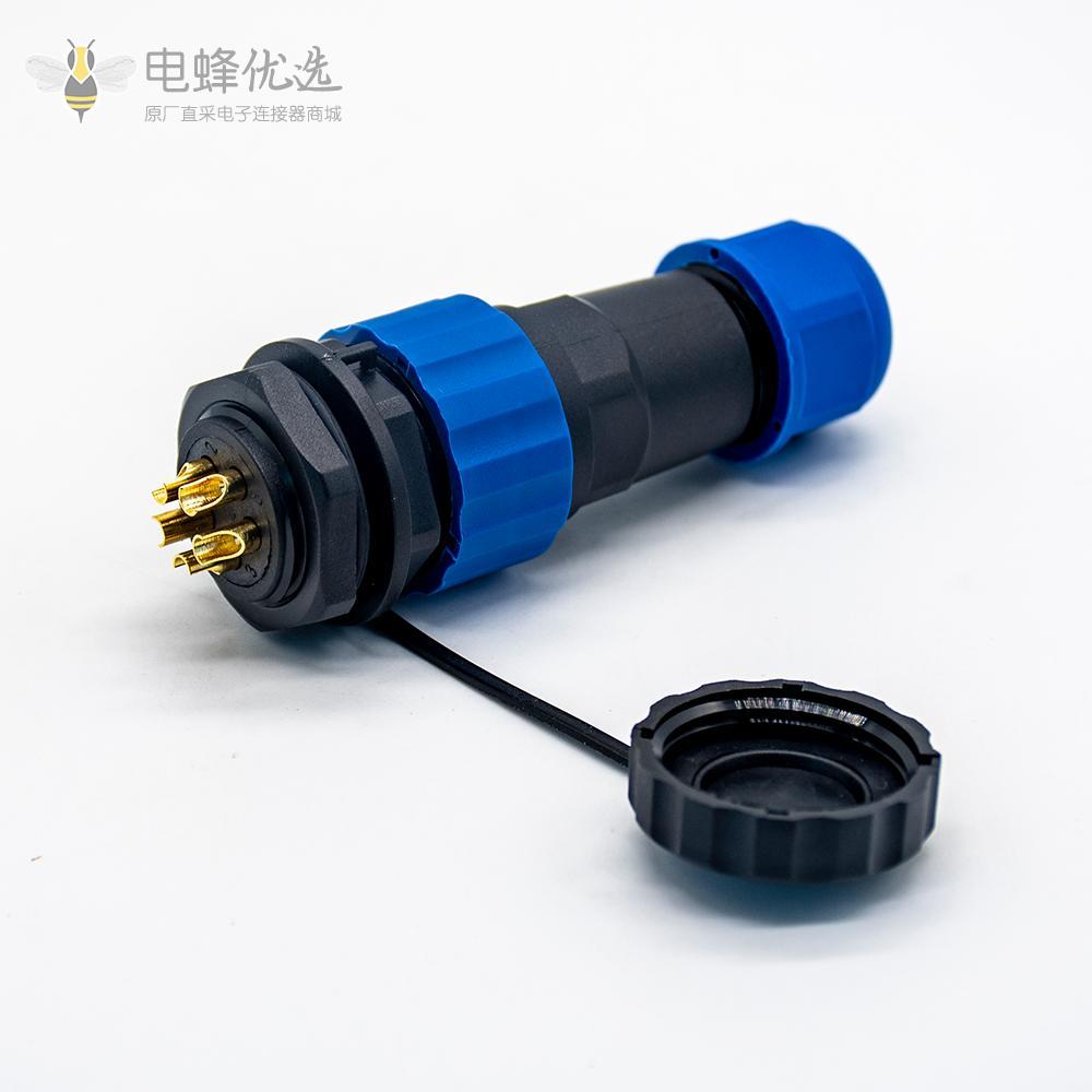 圆航空插头5芯SP21系列公插头+母后螺母插座直式面板安装